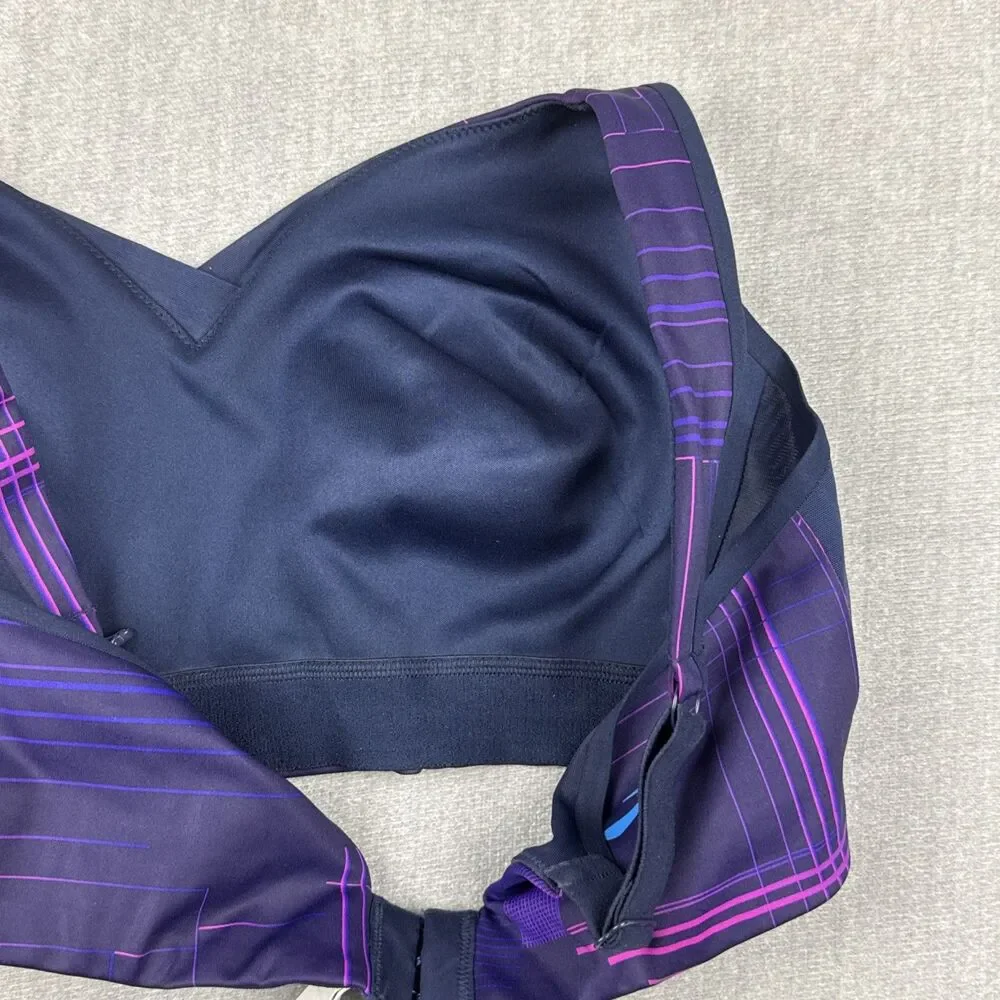 Brooks Drive Convertible Run Bra 36DD Matrix Navy Print Sweat-Wicking